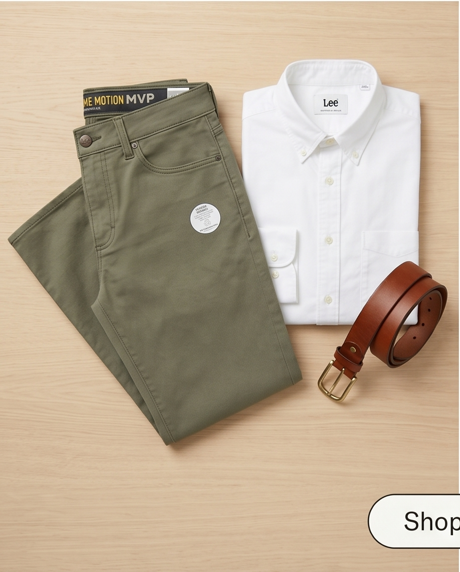 Pantalon Homme Lee Vert — Neuf — Taille 30/34