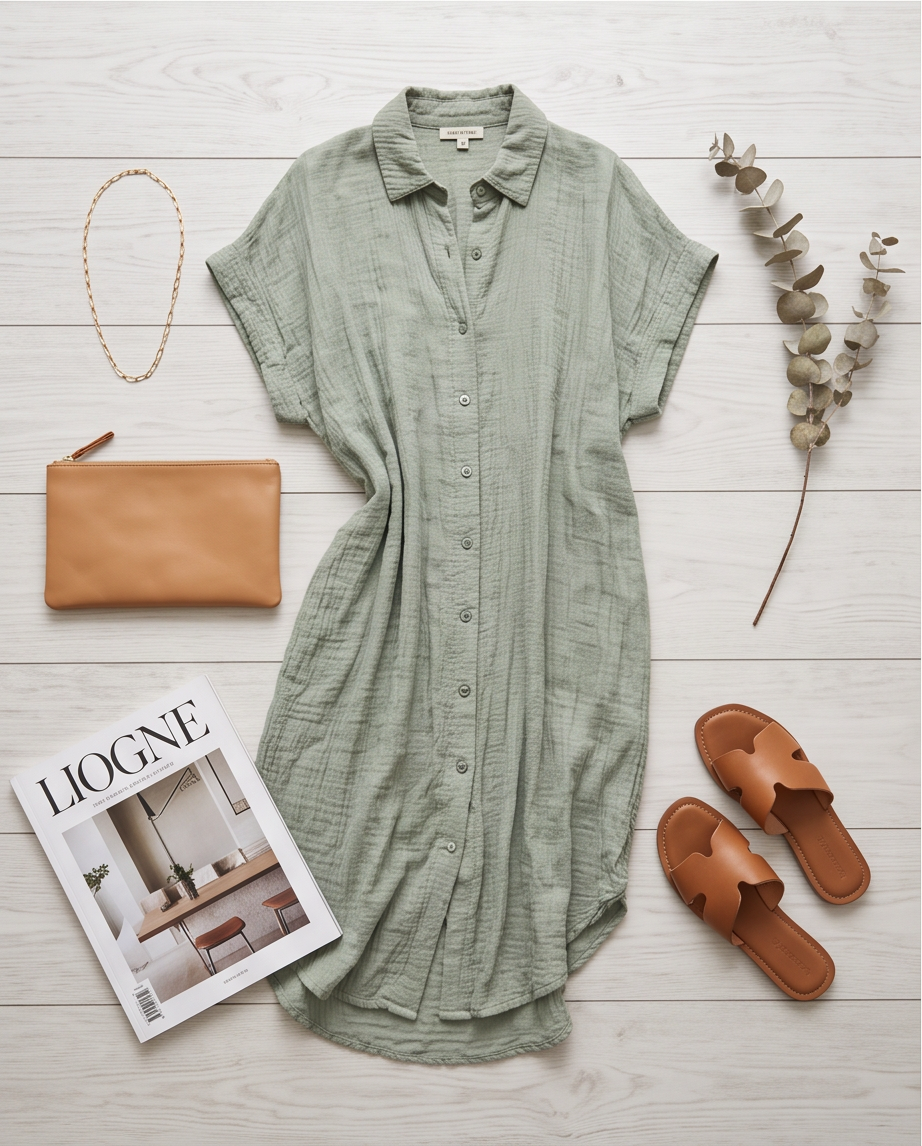 Robe Tencel Kaki Clair — Neuve — Taille M