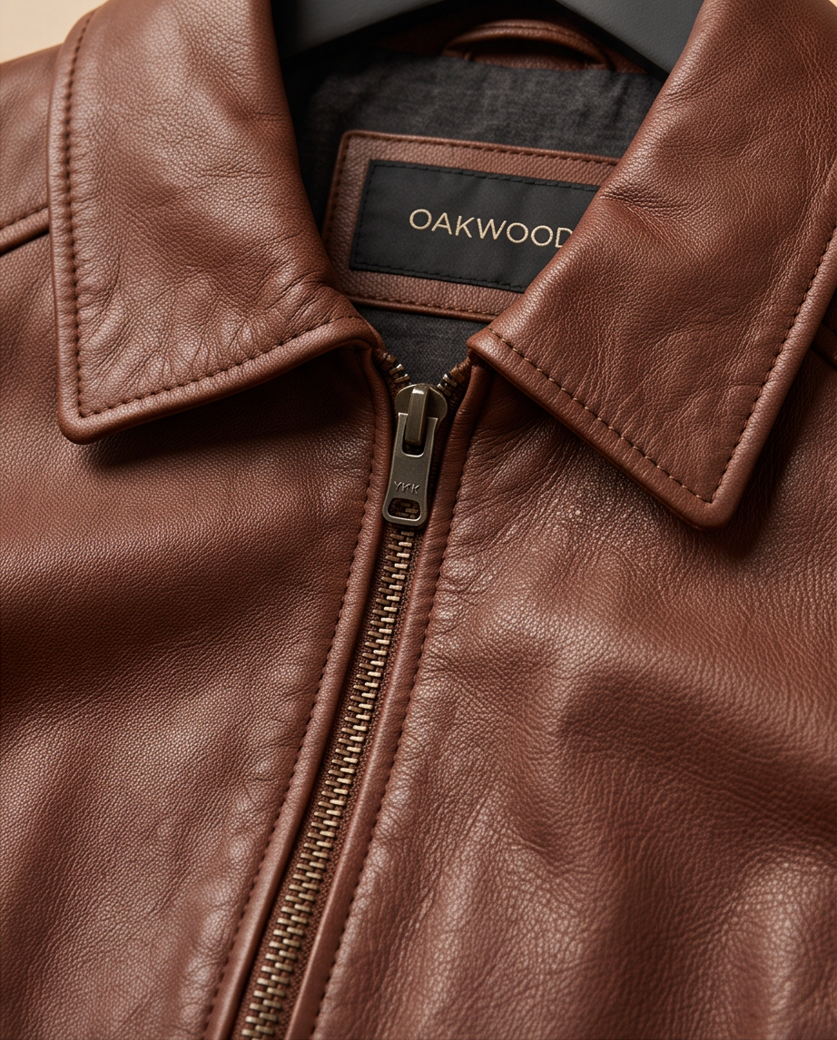 Oakwood Veste en Cuir Marron — Neuve — Taille 38