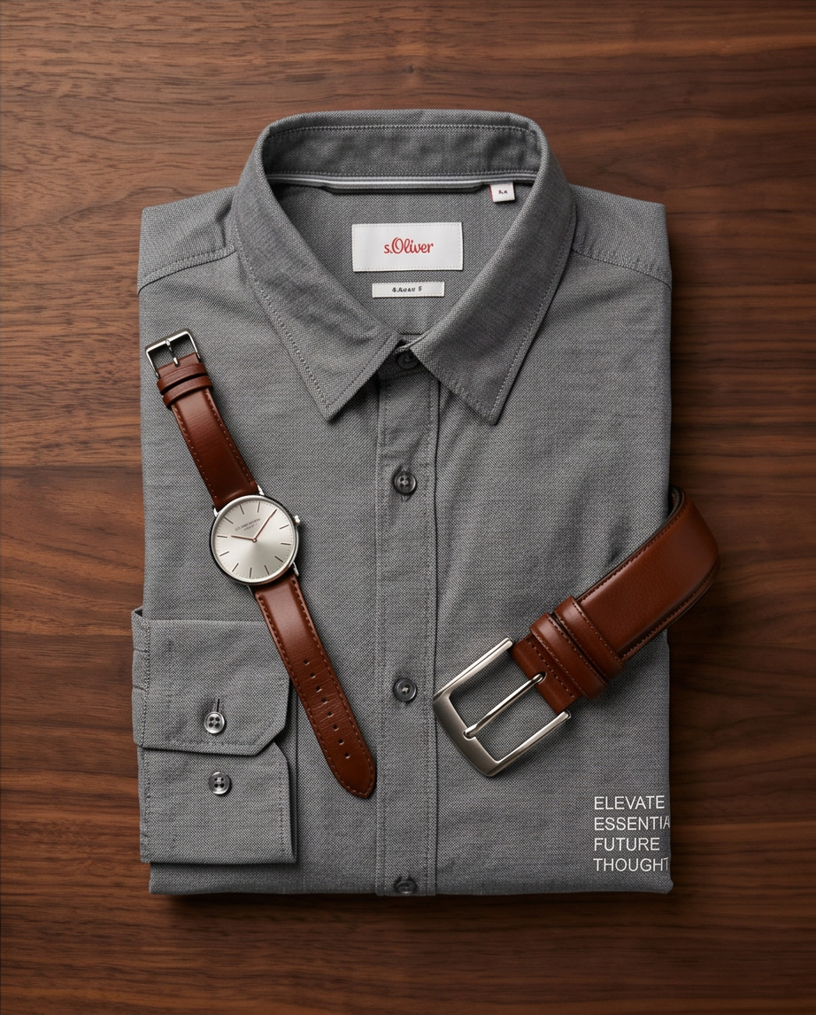 Chemise S.Oliver Anthracite — 100% Coton — Neuve — Taille M