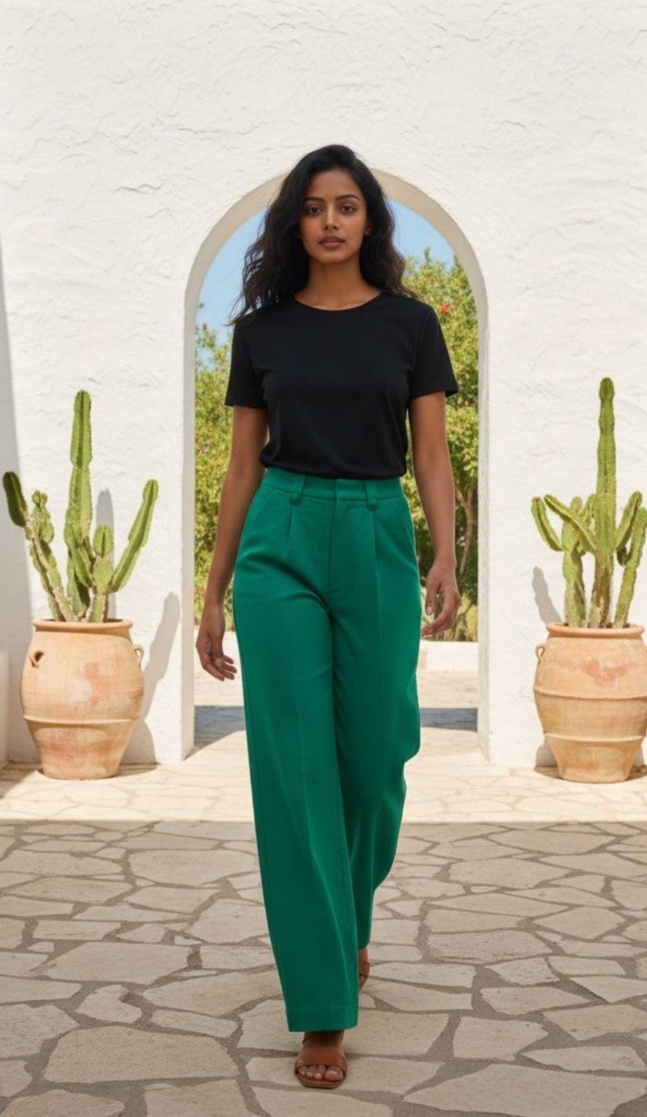 Pantalon Grace & Mila vert - neuf - taille M & S