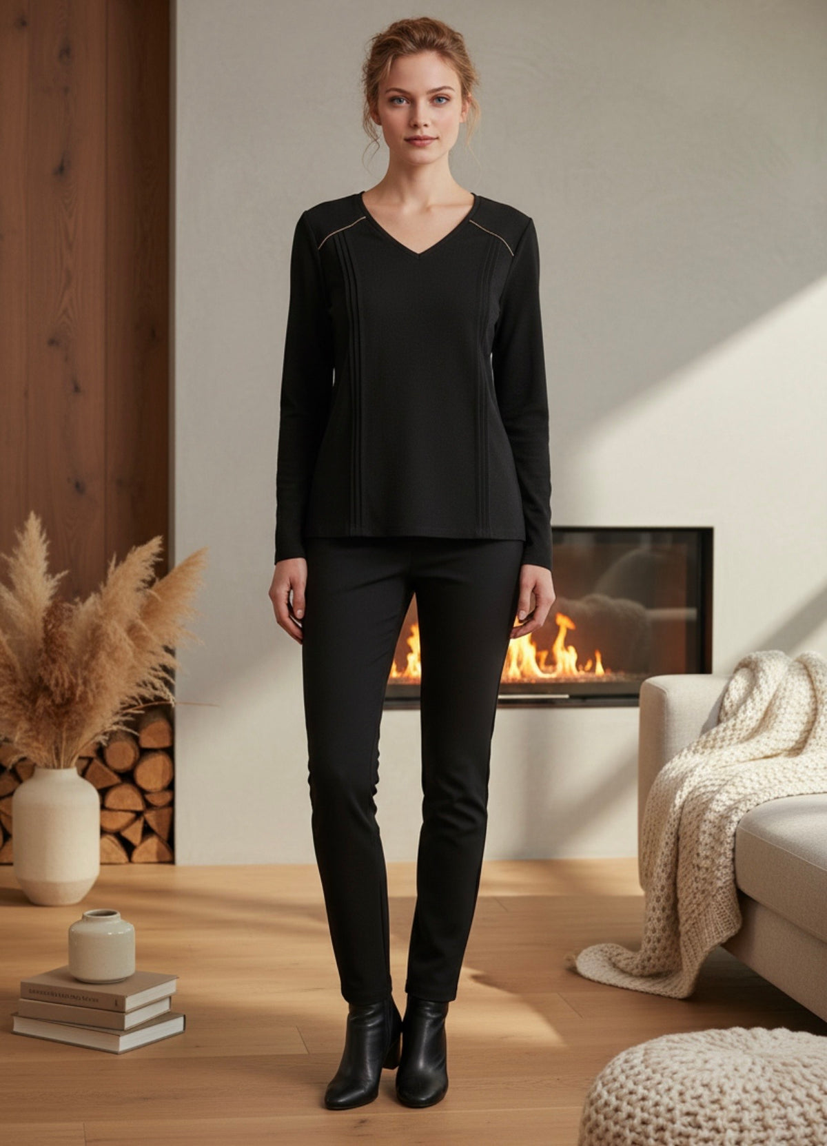 Blouse Olsen Noire — Manches Longues — Neuve — Taille 36