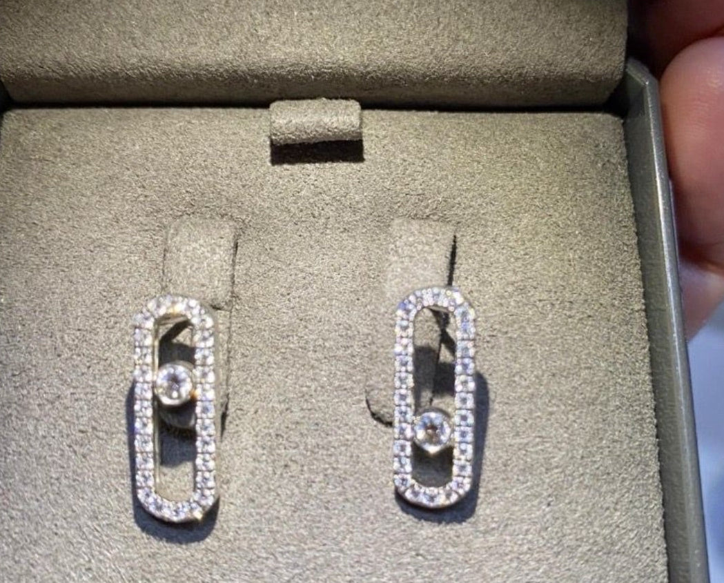 Boucles d'Oreilles Messika Move Uno — Or Blanc 18 Carats & Diamants