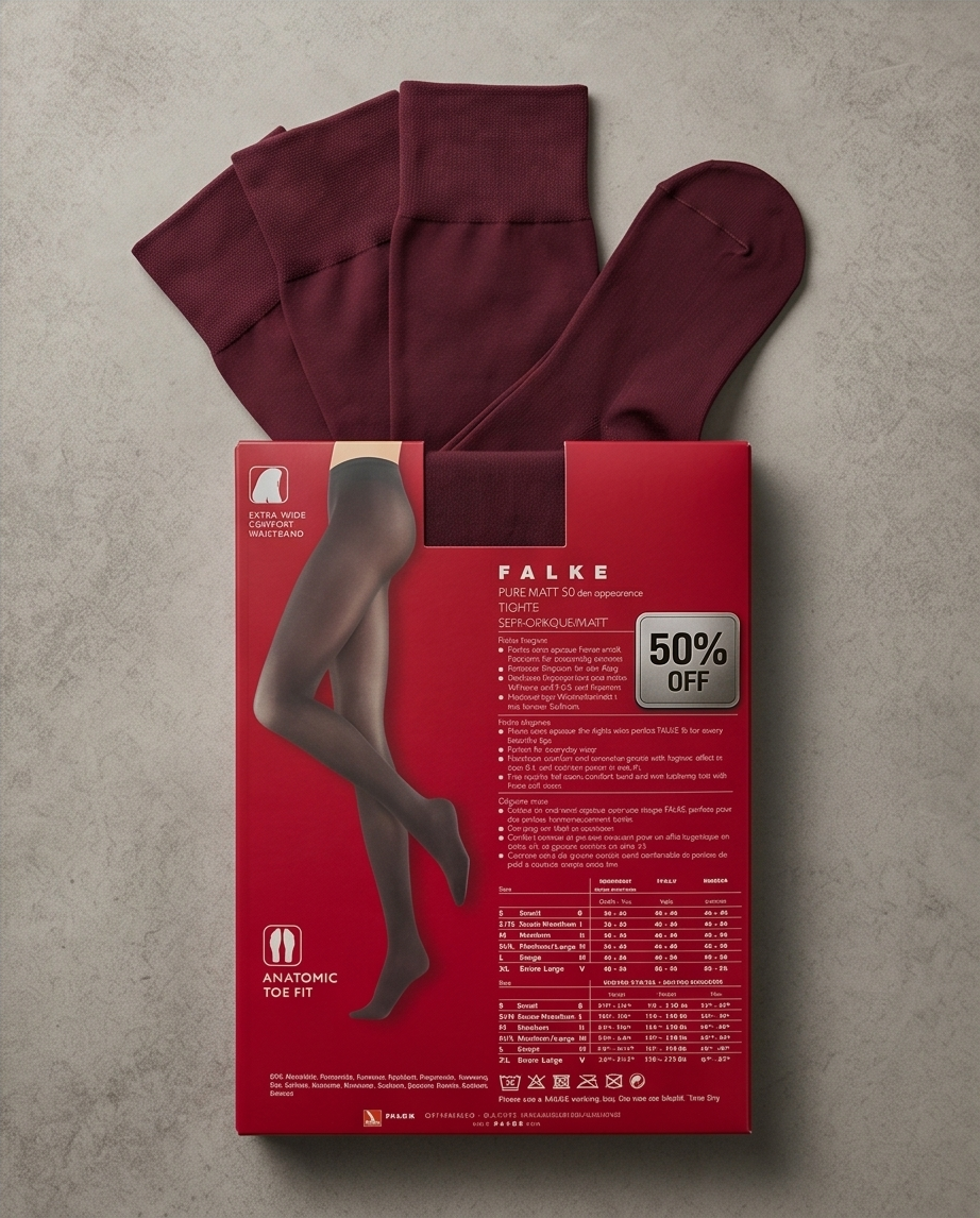 Collant Falke Pure Matt 50 — Bordeaux — Neuf — Taille S