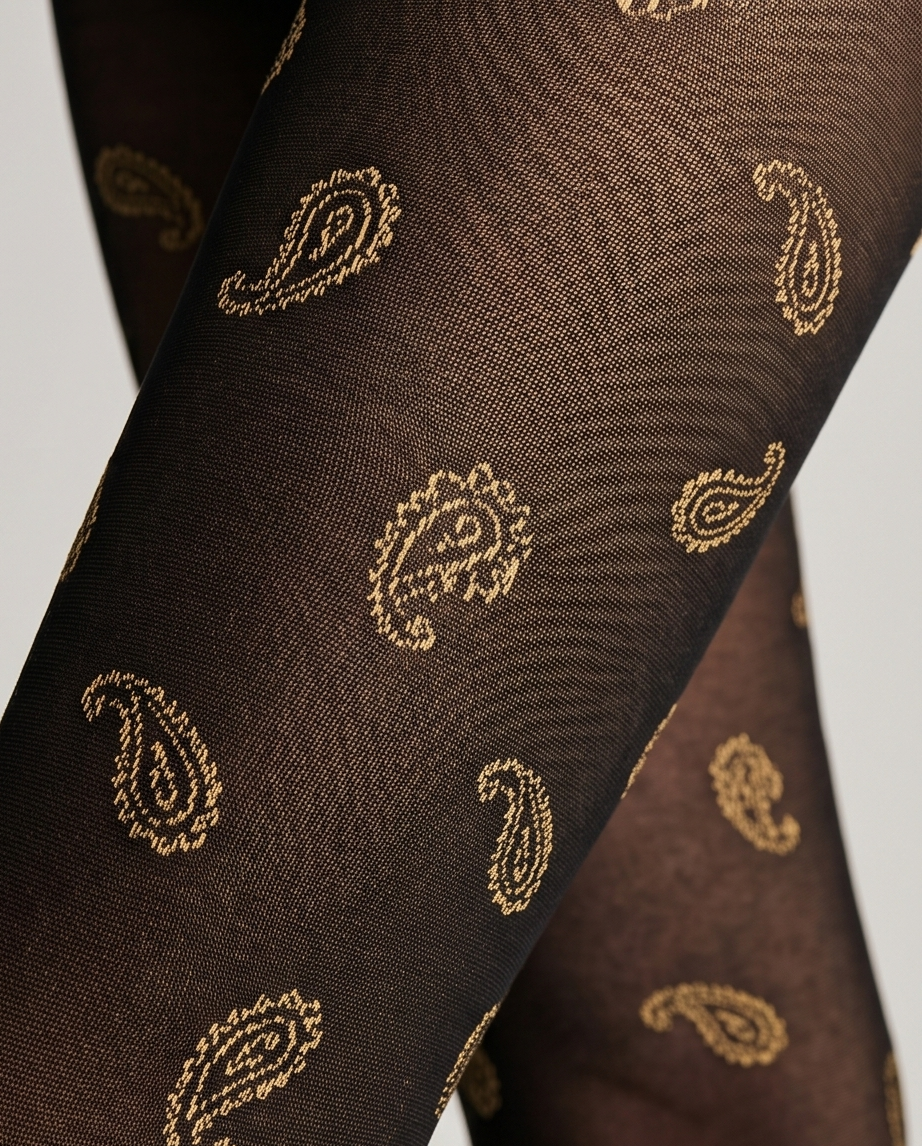 Collant Falke Motif Doré — Élégance Festive — Neuf — Taille M/L