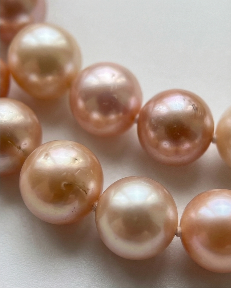 Collier de Perles Roses Authentiques — Neuf — 46 cm
