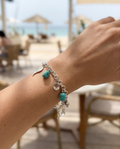 Bracelet charms, turquoise, cristal de roche - neuf