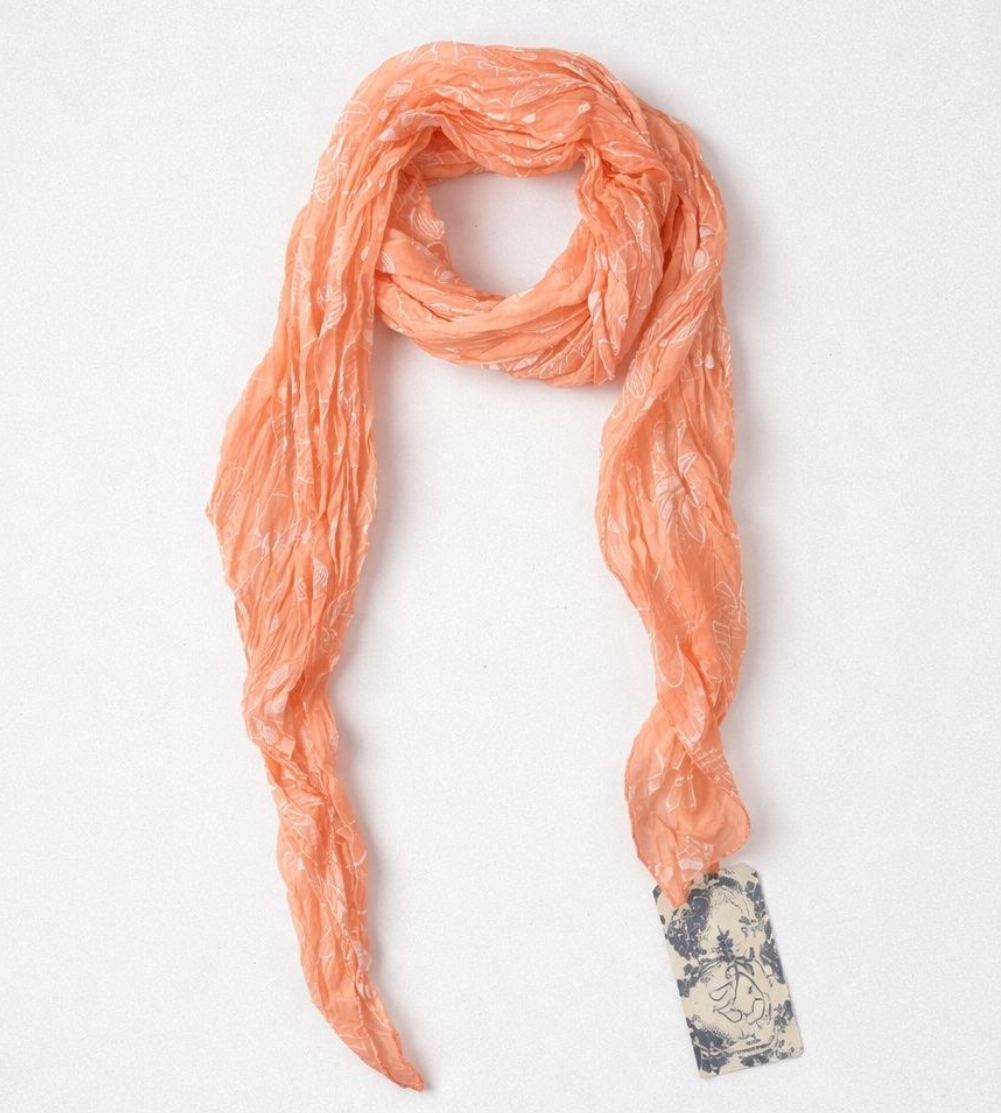 Foulard Driver Jeans Abricot — Neuf — Léger & Floral