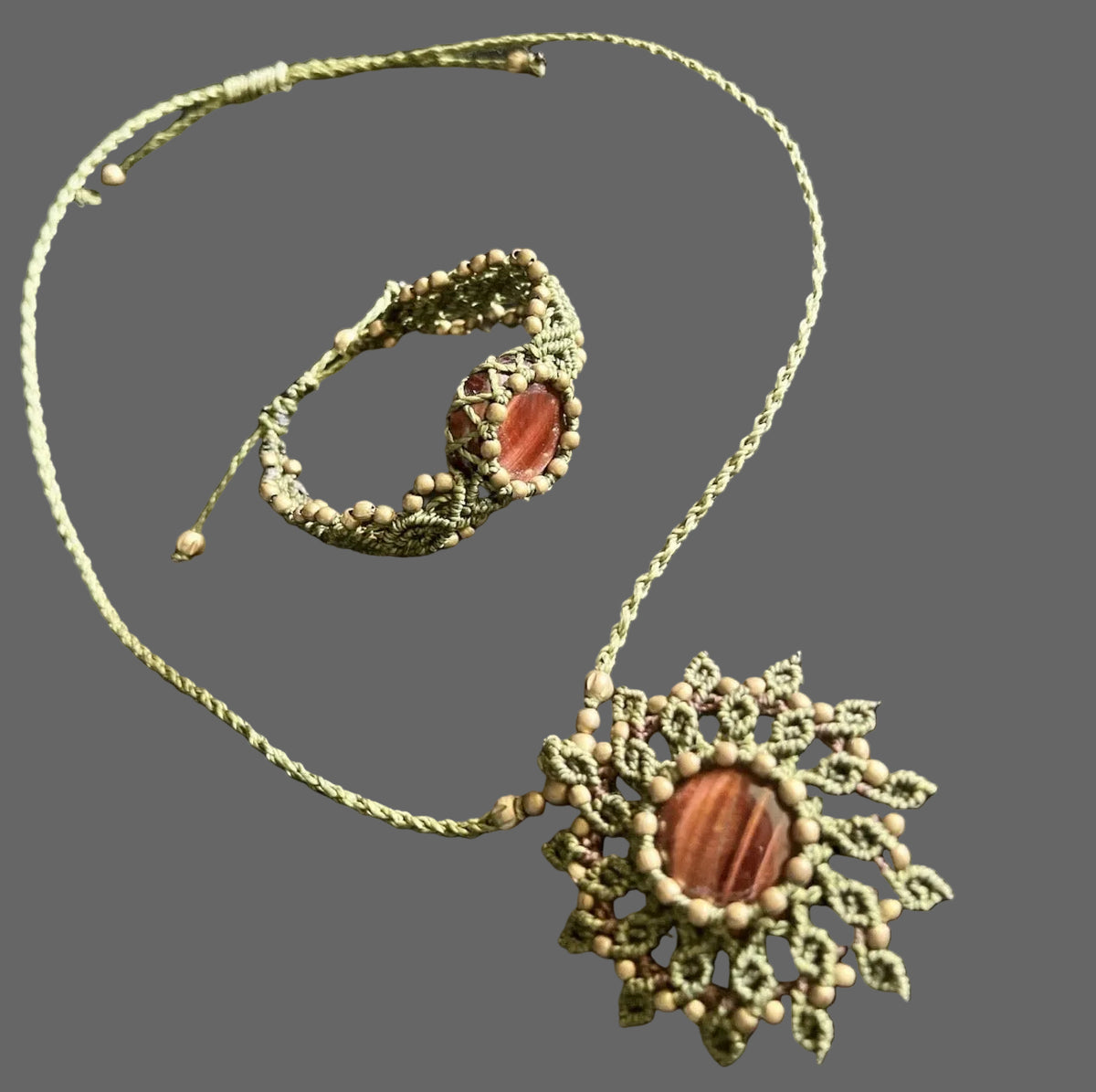 Lot Collier & Bracelet Macramé — Fait Main — Neuf