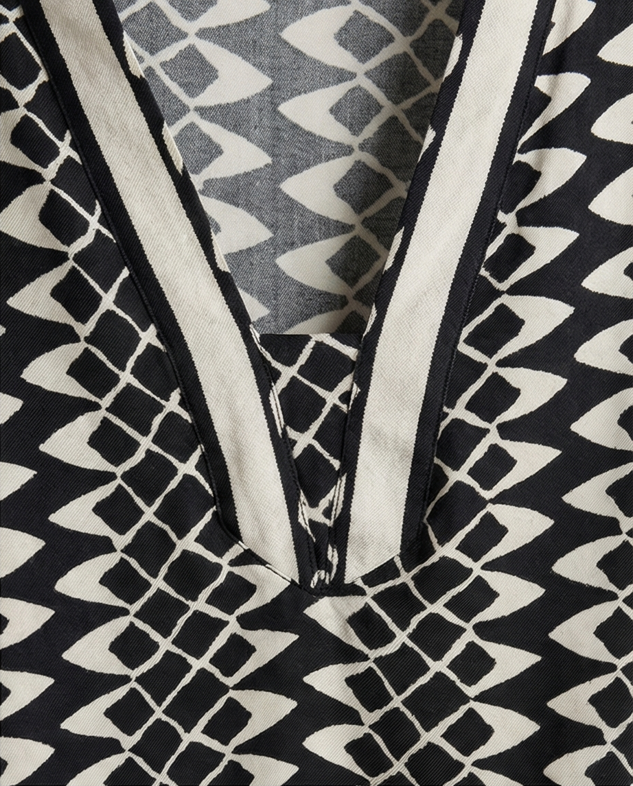 Blouse Tunique Van Deurs — 30% Soie — Motif Géométrique — Taille M