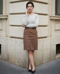 Jupe Crayon Grace & Mila Chocolat — Neuve — Taille XS