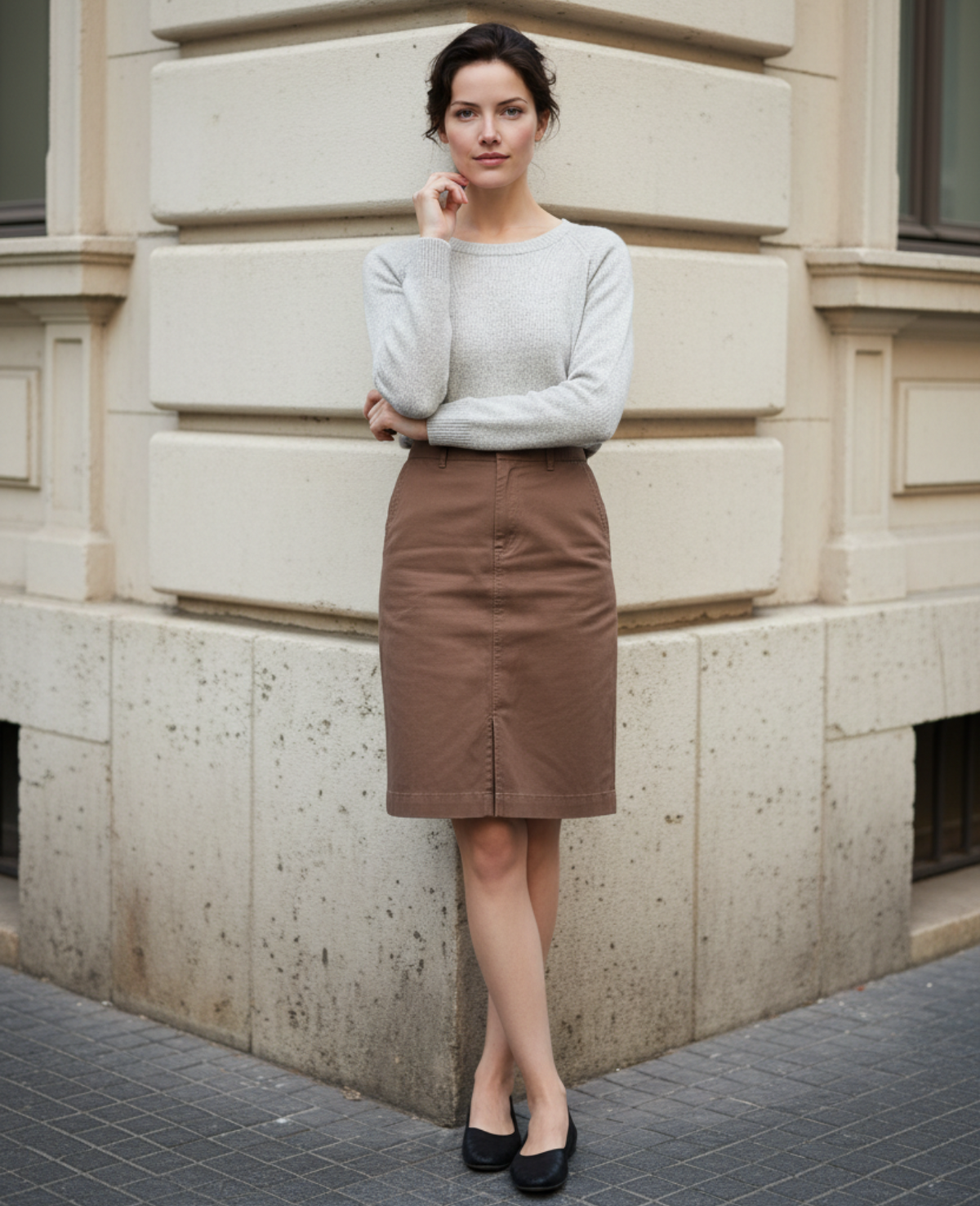 Jupe Crayon Grace & Mila Chocolat — Neuve — Taille XS