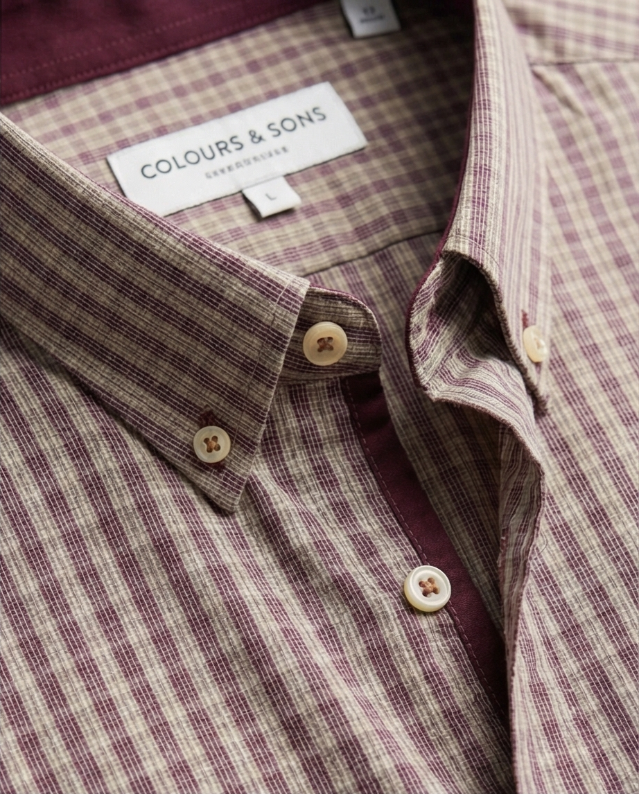 Chemise Colours & Sons À Carreaux Merlot — Coton — Neuve — Taille M