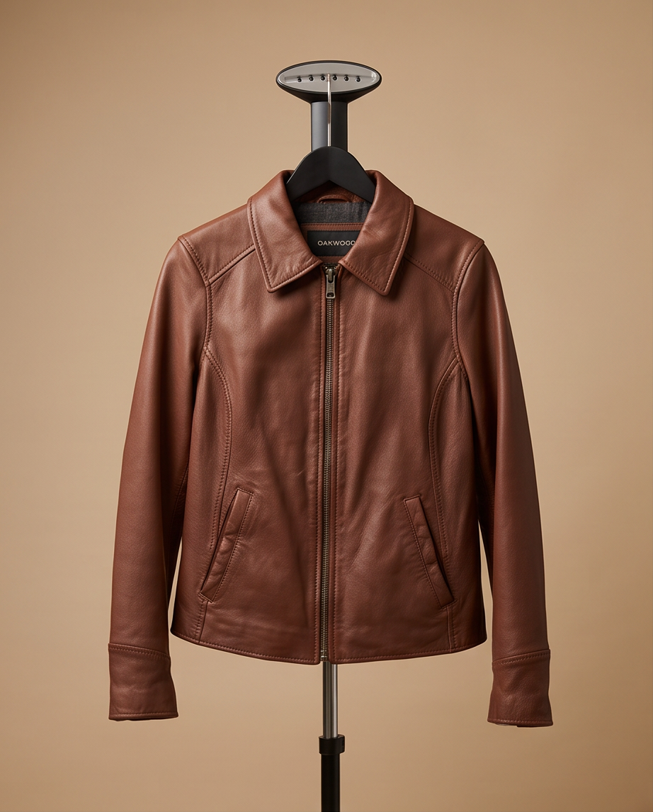 Oakwood Veste en Cuir Marron — Neuve — Taille 38