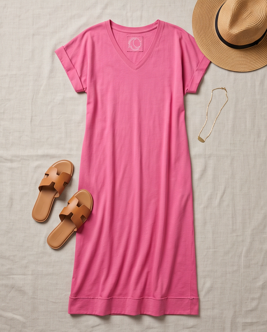 Robe Longue Coton Rose — Neuve — Taille S/M