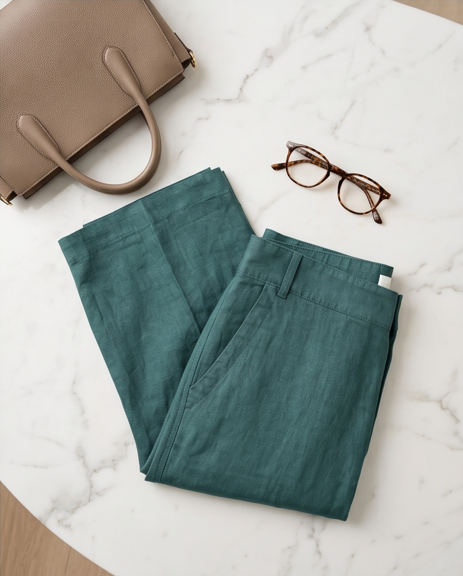 Street One pantalon lin vert sapin - neuf - taille 44