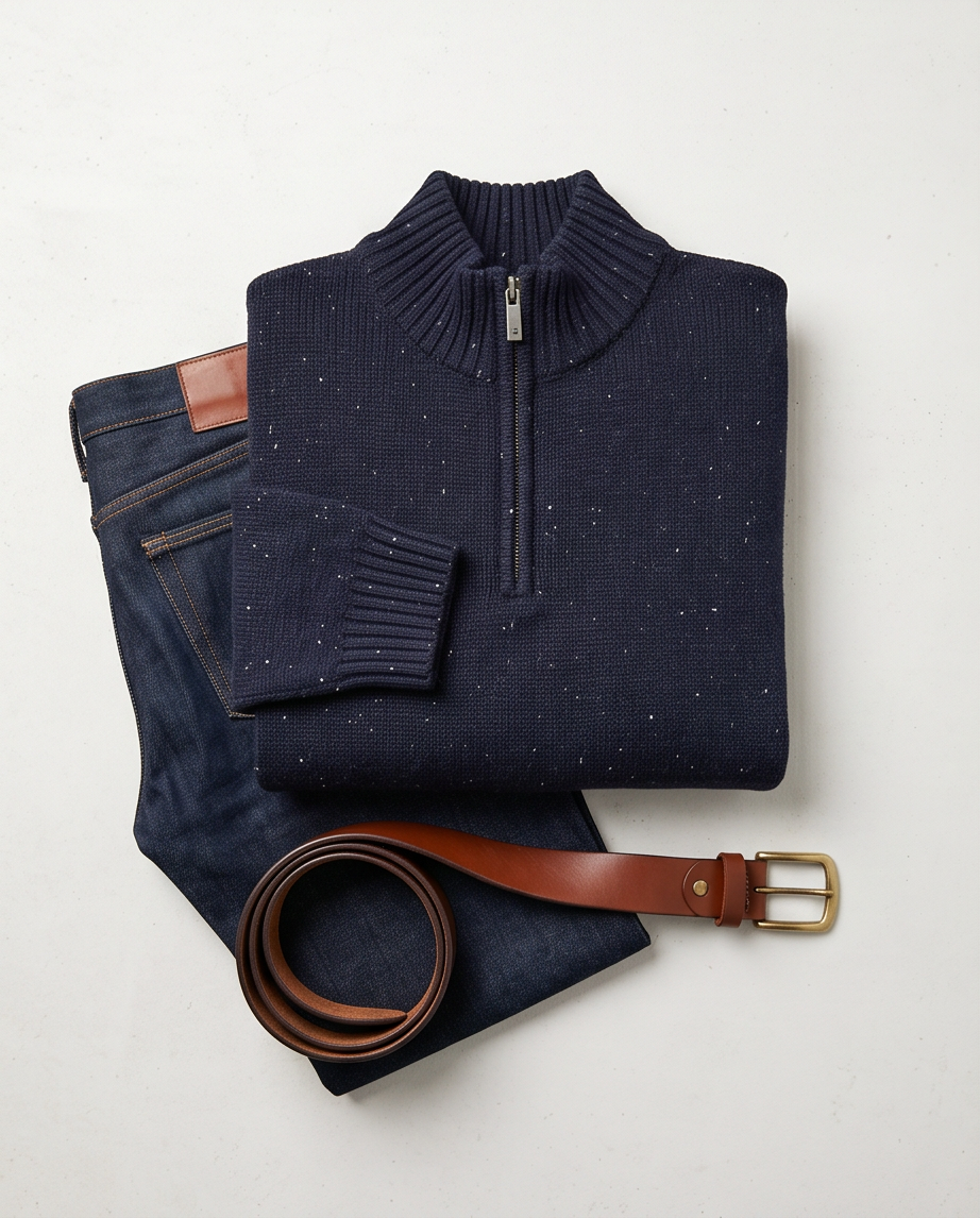 Pull Freeman T.Porter Homme Laine Col Zippé — Neuf — Taille M