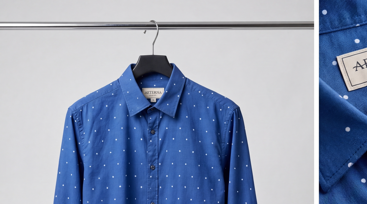 Chemise Esprit Unisexe Bleue à Pois 100% Coton — Neuve — Tailles M & XL