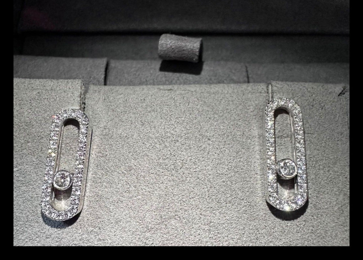 Boucles d'Oreilles Messika Move Uno — Or Blanc 18 Carats & Diamants