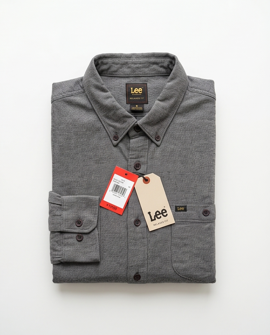 Chemise Lee Homme Coton Chevrons Relaxed Fit — Neuve — Taille M