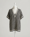 Blouse Tunique Van Deurs — 30% Soie — Motif Géométrique — Taille M