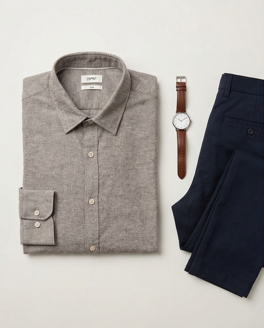 Chemise Esprit Homme Taupe — Coton — Neuve — Taille L
