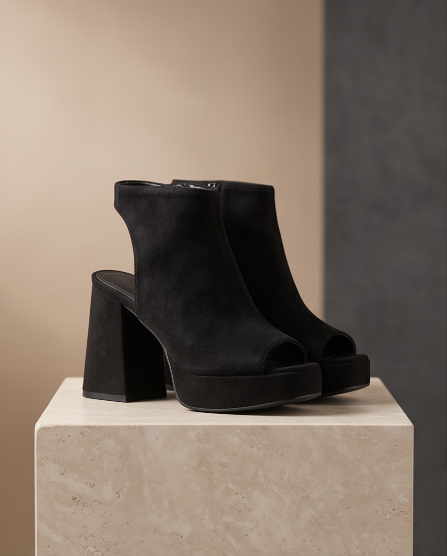 Forever Comfort Sandales à Plateforme Noires — Taille 38