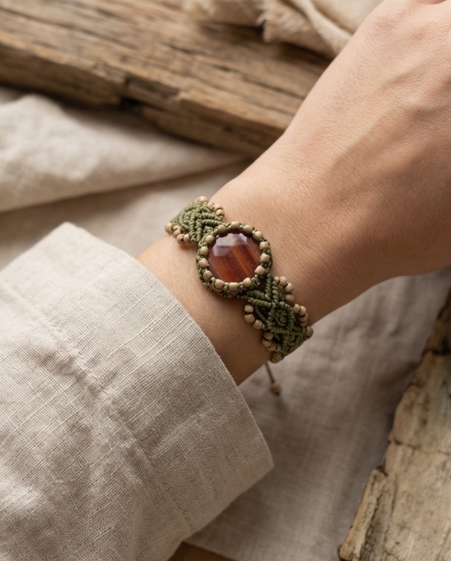 Lot Collier & Bracelet Macramé — Fait Main — Neuf