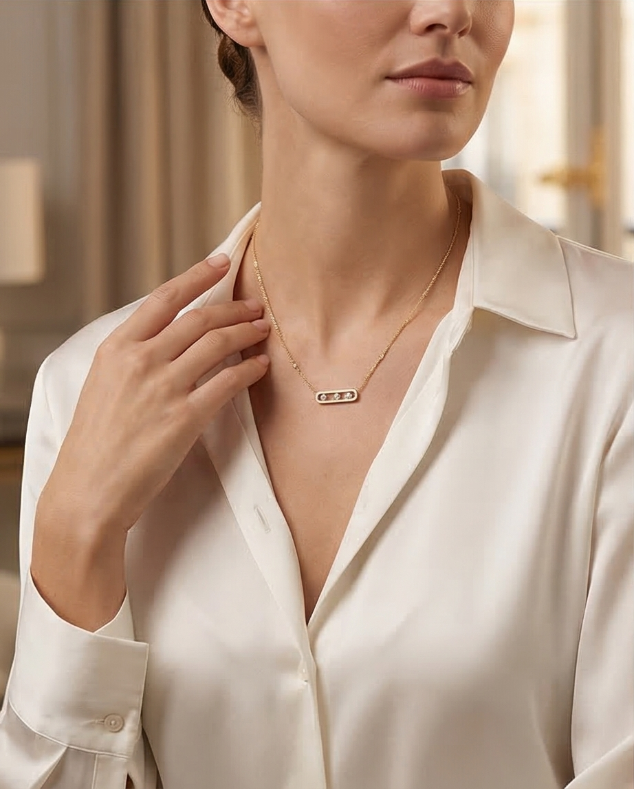 Collier Messika MOVE — Or Jaune 18 Carats & Diamants — Grand Modèle