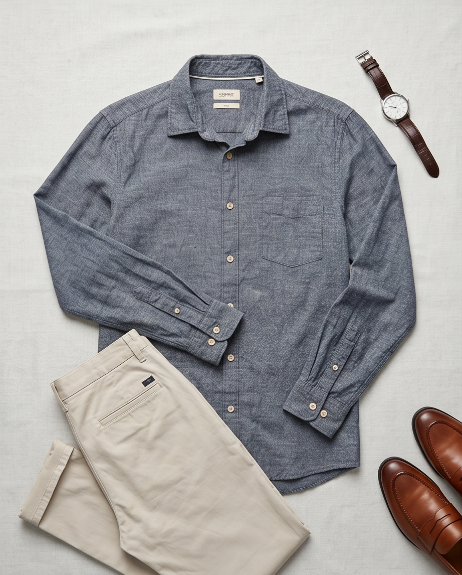 Chemise Esprit Homme Bleue — 100% Coton — Neuve — Taille M