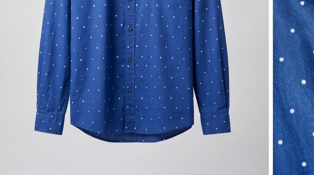 Chemise Esprit Unisexe Bleue à Pois 100% Coton — Neuve — Tailles M & XL