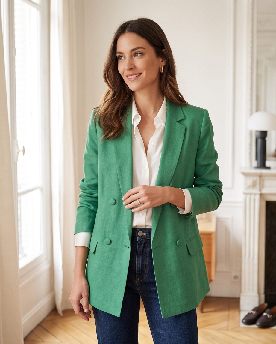 Blazer vert lin Grace & Mila - neuf - taille S & XS