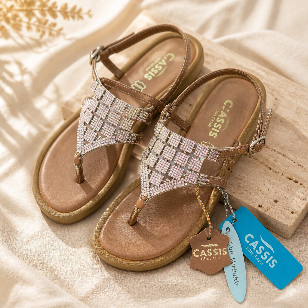 Cassis Côte d'Azur Sandales Cuir Nude Rose — Neuves — Taille 38