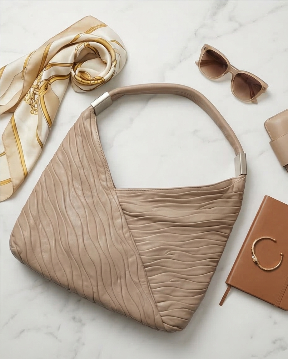 Sac à Main LUPO — Cuir Véritable Beige — Comme Neuf