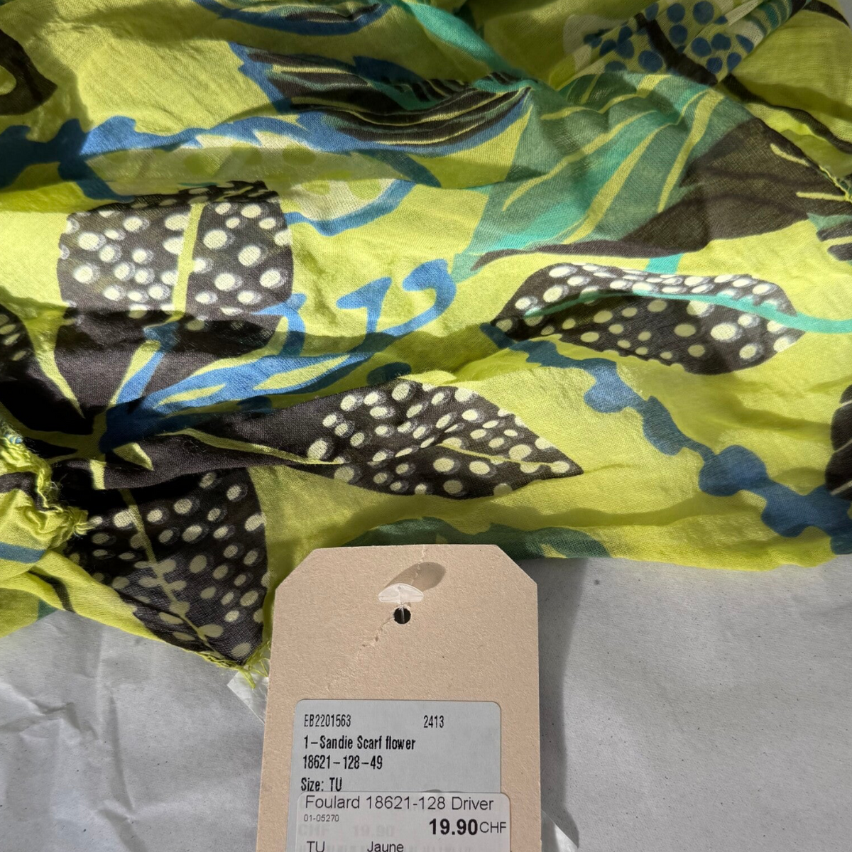 Écharpe Légère d'Été Driver Jeans — Motifs Floraux — Neuve