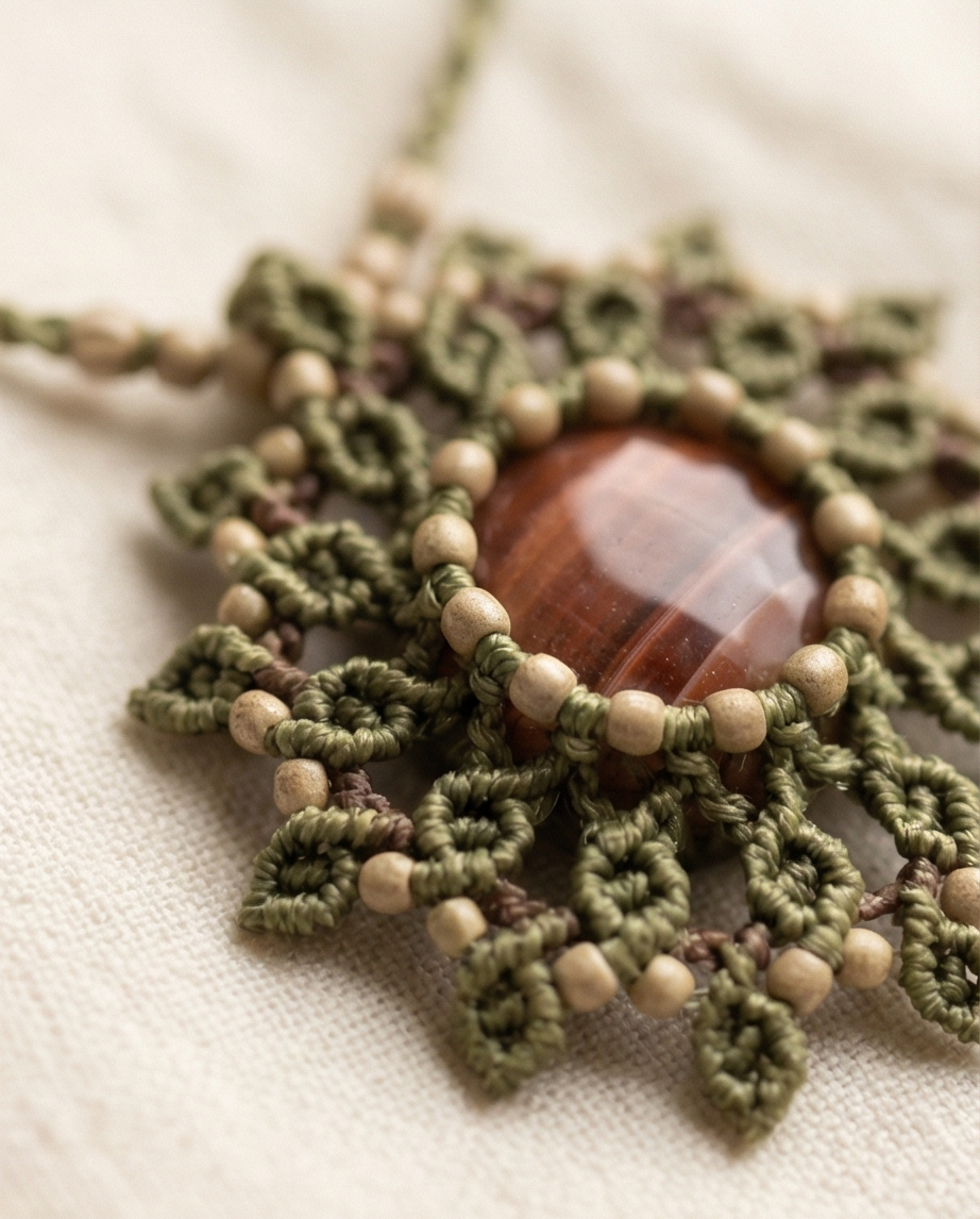 Parure collier et bracelet en macramé — Fait main — Neuve